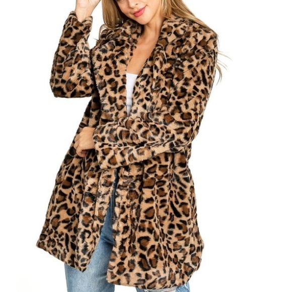Love Tree Jackets & Blazers - Love Tree Brown Leopard Faux Fur Jacket